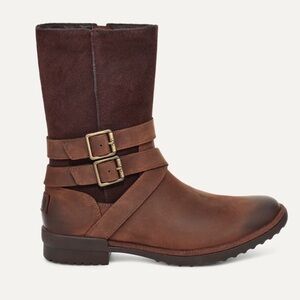 UGG LORNA COCONUT SHELL WATERPROOF LEATHER BOOTS US 6.5 brown boot